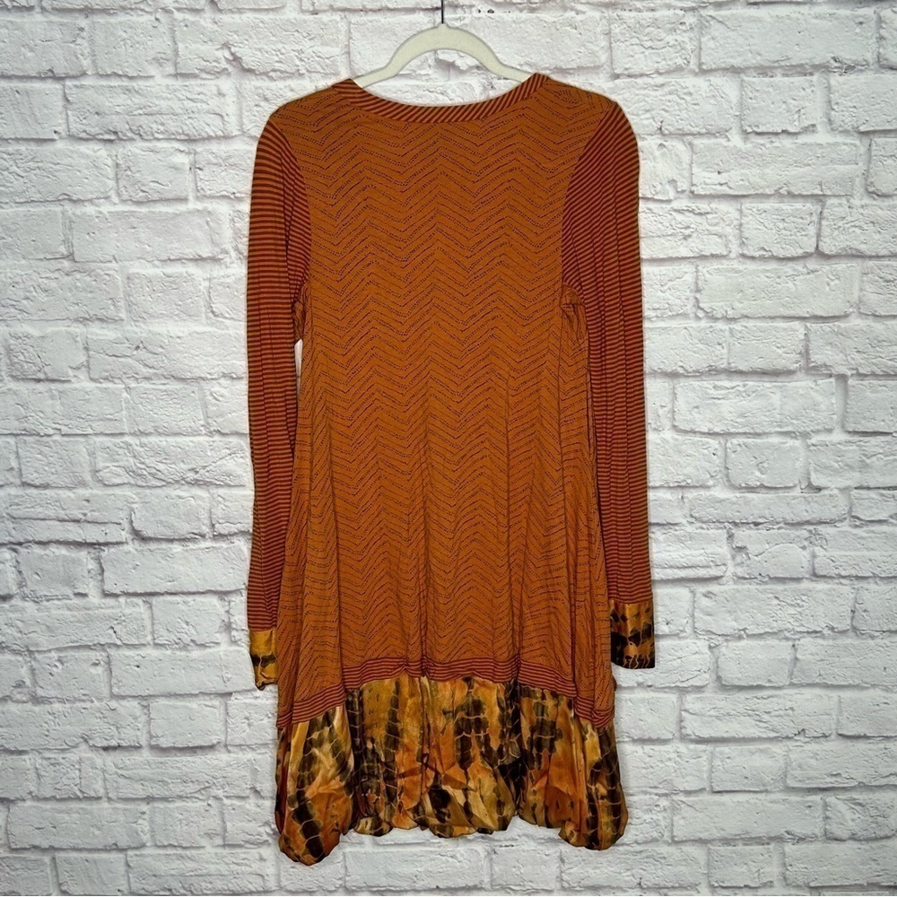 Plenty By Tracy Reese V-Neck Chevron Split Stripe Tie Die Silk Trim Dress - Picture 7 of 15